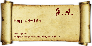 Hay Adrián névjegykártya